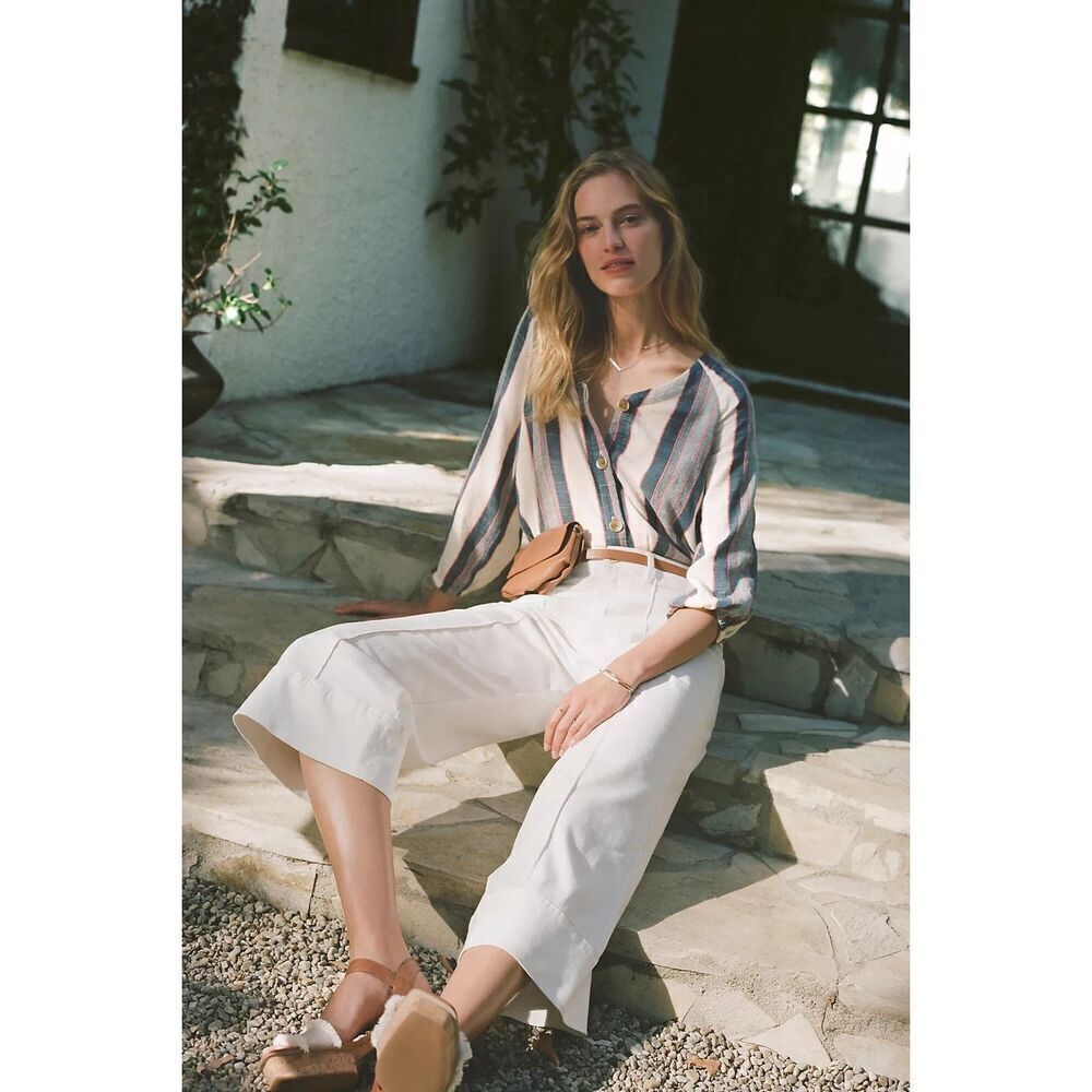 ✨Anthropologie Chino Pintucked Chino White Sz 2 Pants✨